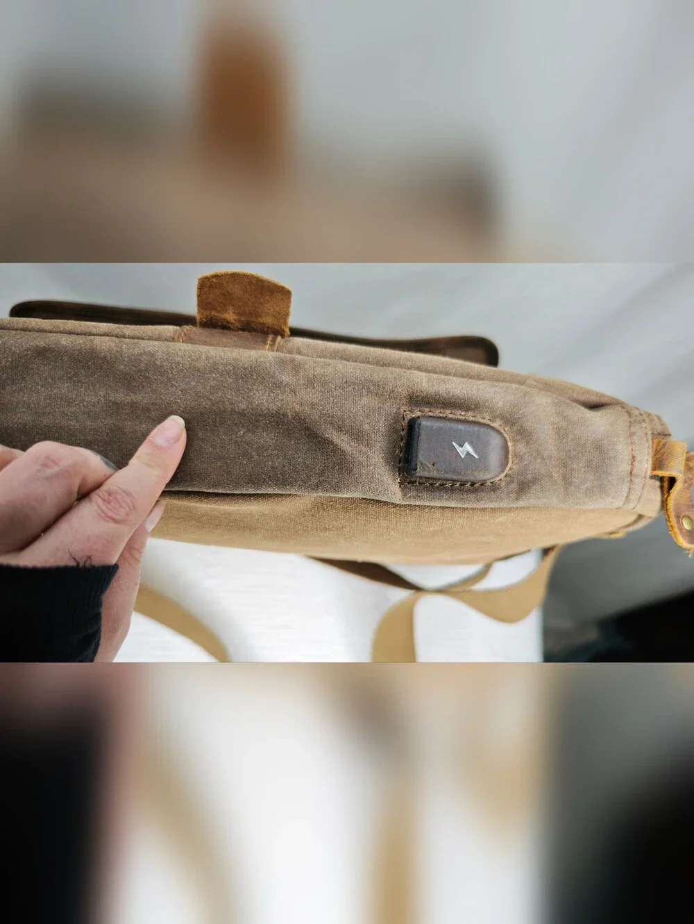 Brass Tacks Leathercraft waxed canvas laptop bag